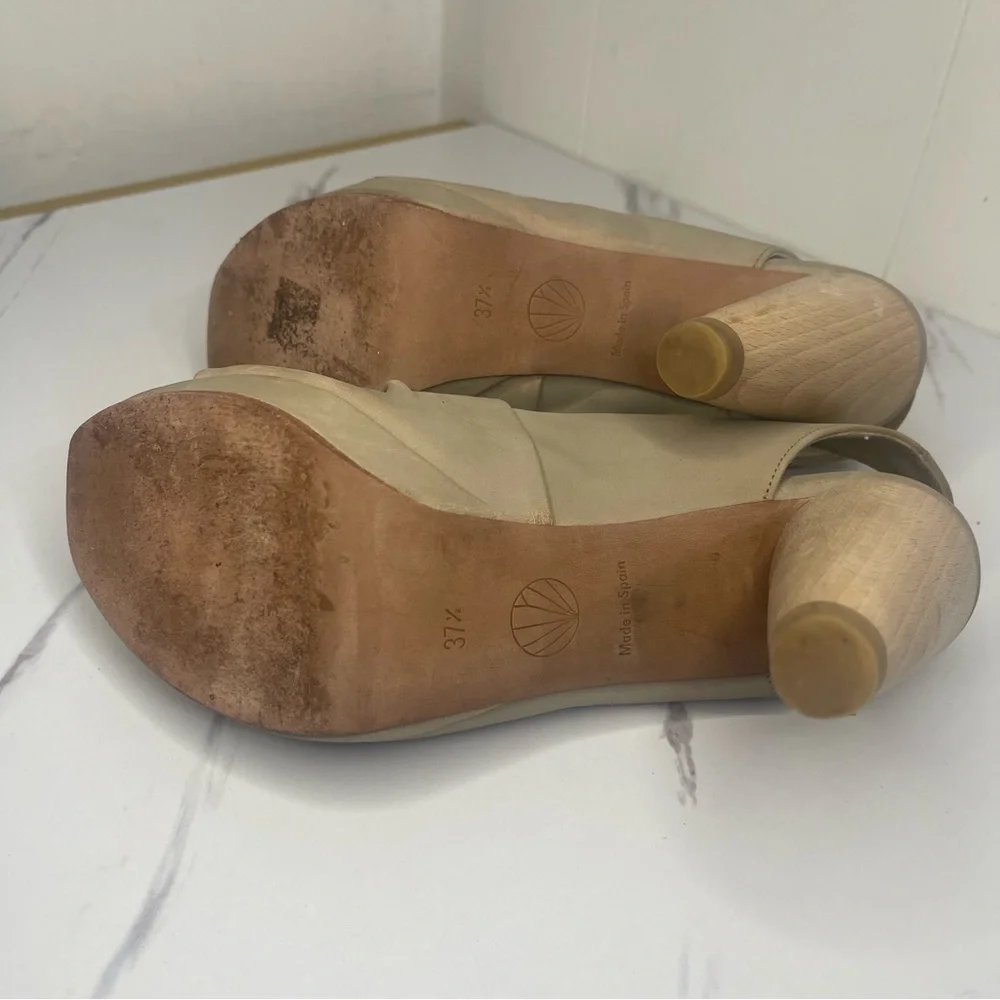 COCLICO LARKSPUR Ruched Leather Open Toe Sandal MADE IN SPAIN  EU Sz 37.5/US 7.5